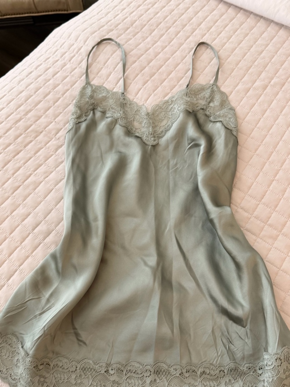 intimissimi sage green lace-trim cami